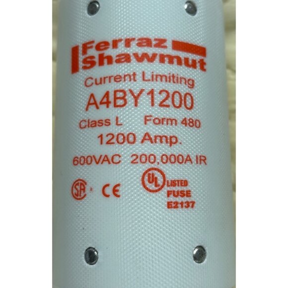 Ferraz Shawmut A4BY1200 Fuse 1200 Amp 600VAC Class L Form 480 Current Limiting - Picture 3 of 7